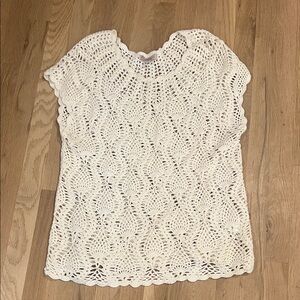 Elegant 90’s Y2K Women's Crochet Blouse in White